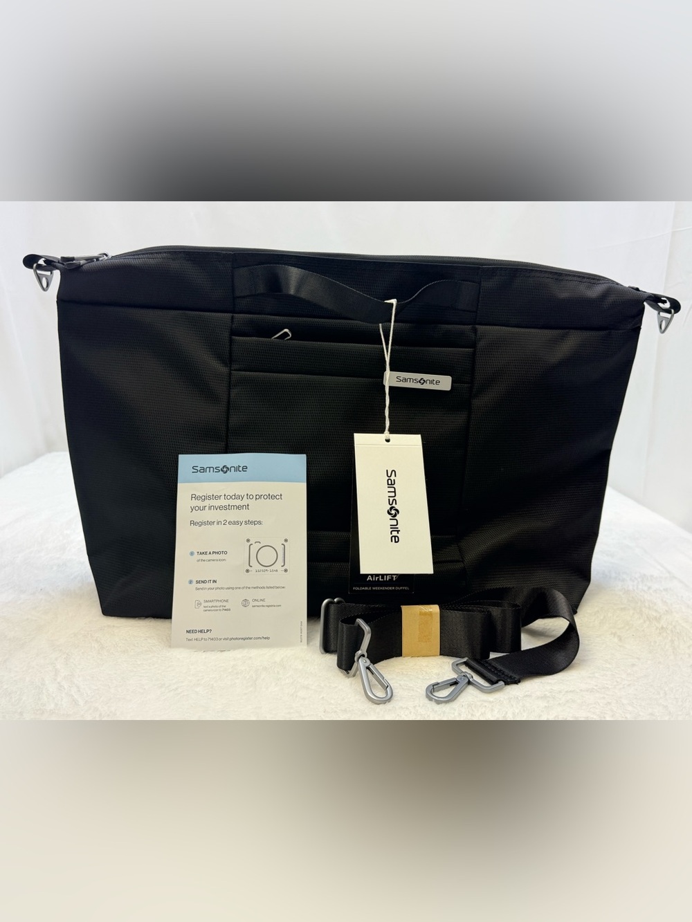 Samsonite Airlift Foldable Weekender Black Travel Duffel Bag with Strap